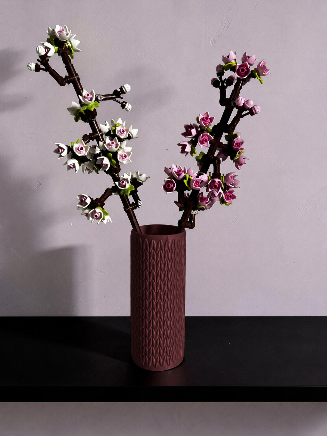 Vase for LEGO Cherry Blossoms 40725 | Modern Knitted Vase | 14.5cm Tall