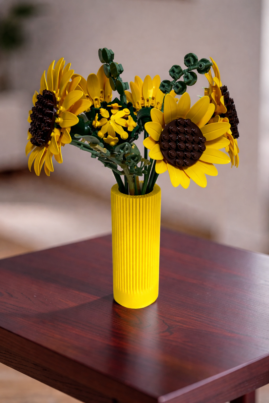 Vase for LEGO Sunflowers Bouquet 11502 | Modern Ribbed Vase | 18cm Tall