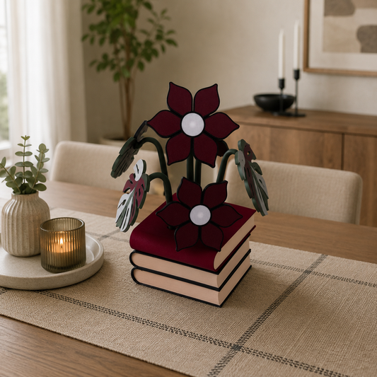Stack of Books Coaster Set with Magnetic Monstera & flowers