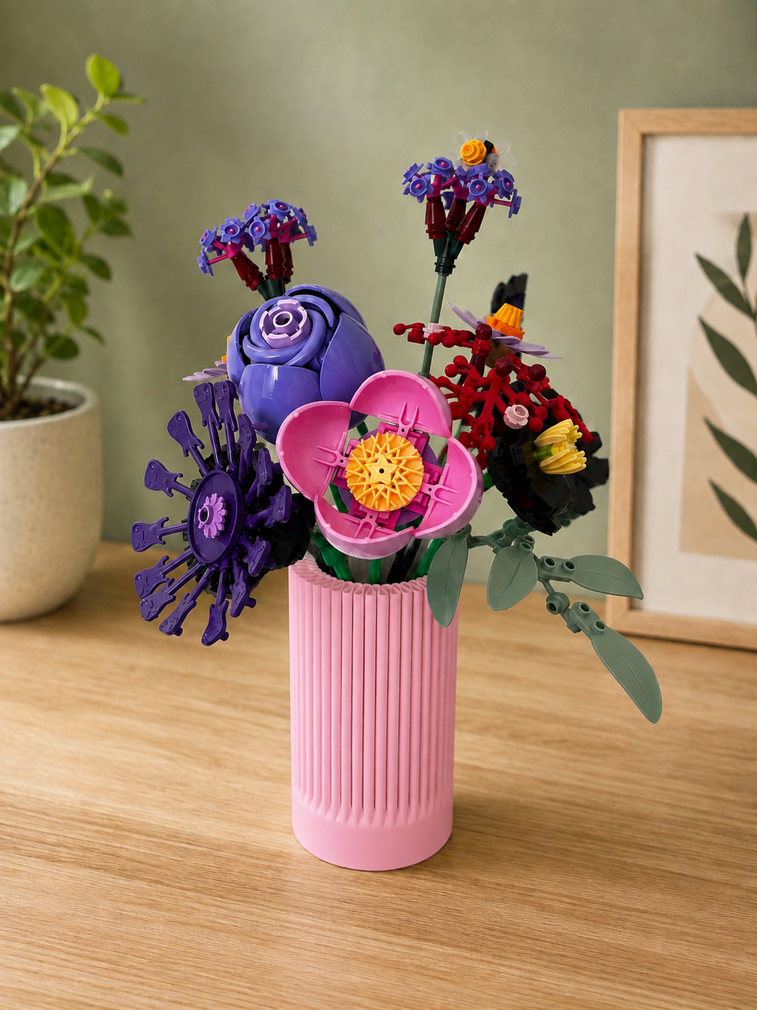 Vase for LEGO Olivia Rodrigo  Flowers 11507| Modern Ribbed Vase | 12cm Tall