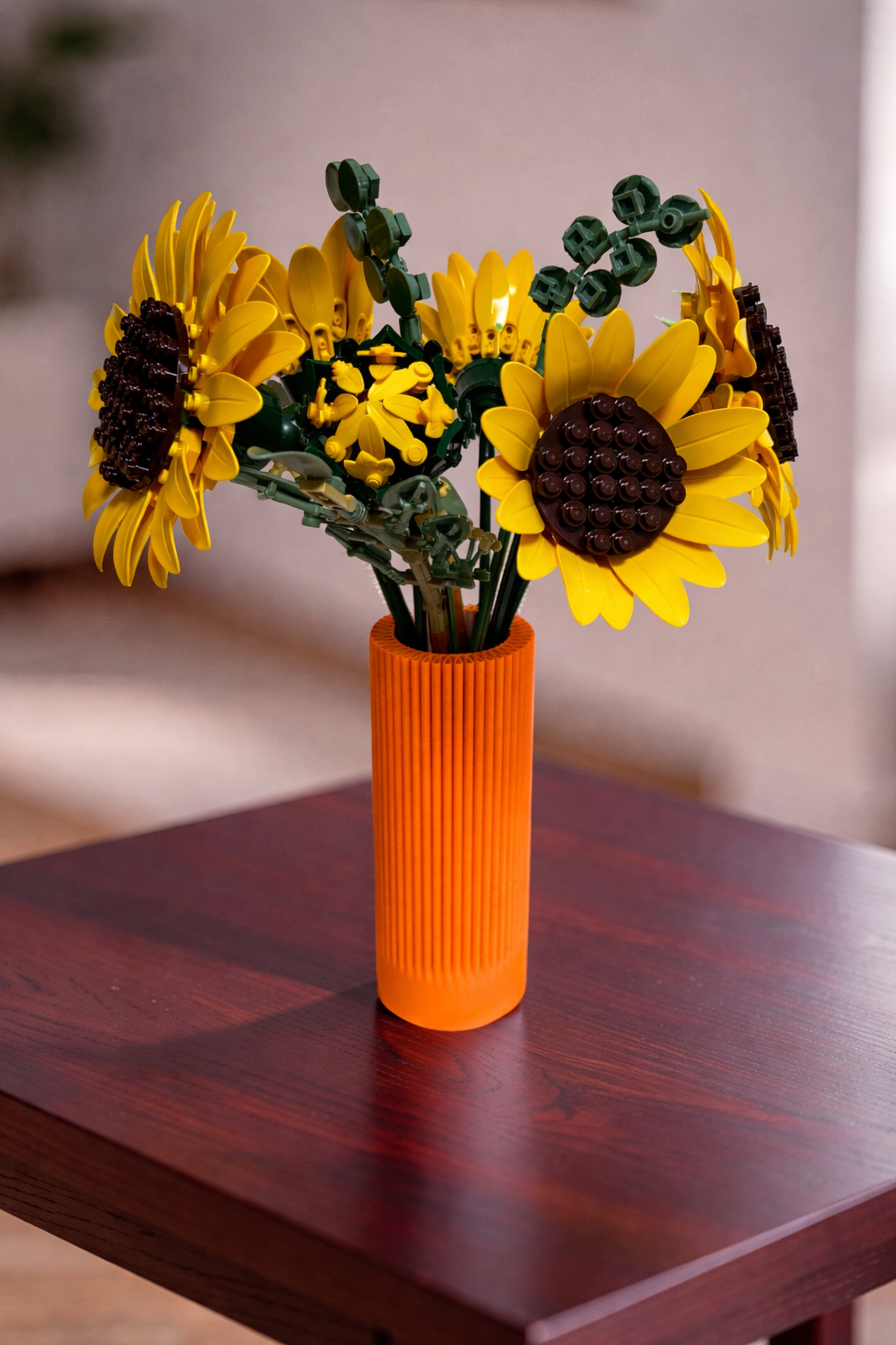 Vase for LEGO Sunflowers Bouquet 11502 | Modern Ribbed Vase | 18cm Tall