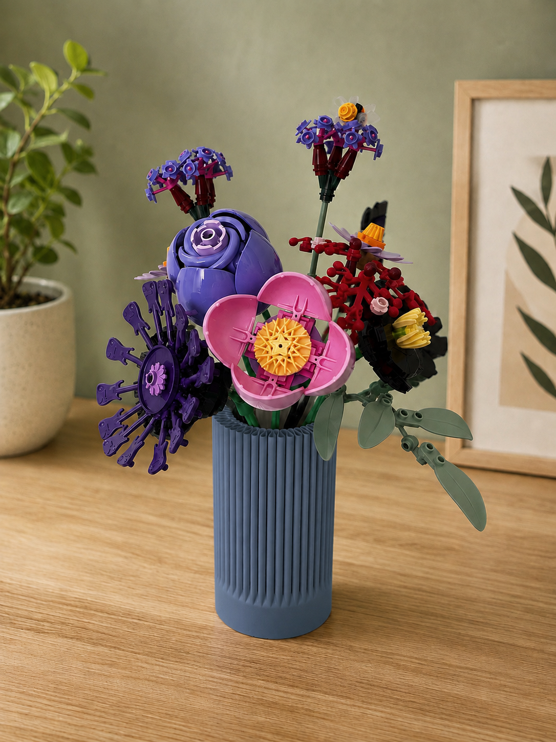 Vase for LEGO Olivia Rodrigo  Flowers 11507| Modern Ribbed Vase | 12cm Tall