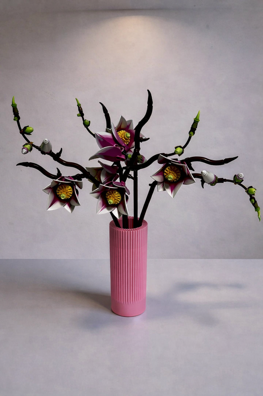 Vase for LEGO Magnolia Branches 11510 | Modern Ribbed Vase | 18cm Tall