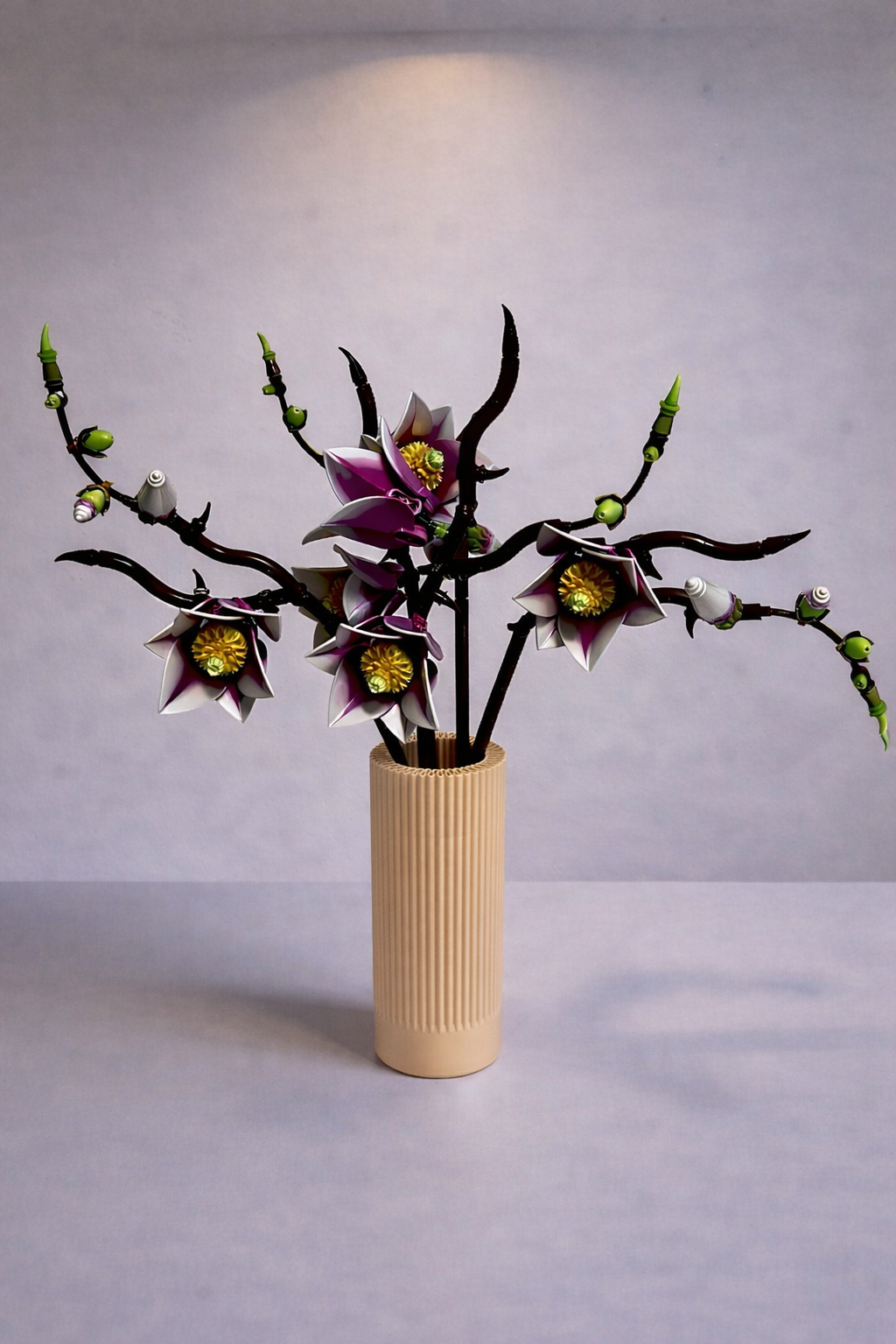 Vase for LEGO Magnolia Branches 11510 | Modern Ribbed Vase | 18cm Tall