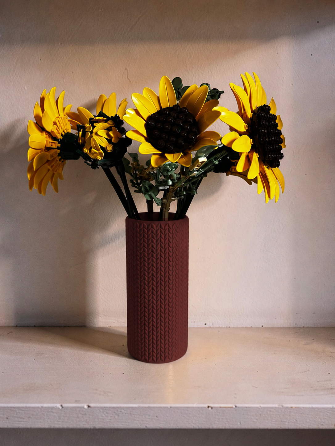 Vase for LEGO Sunflowers Bouquet 11502 | Modern Knitted Vase | 18cm Tall