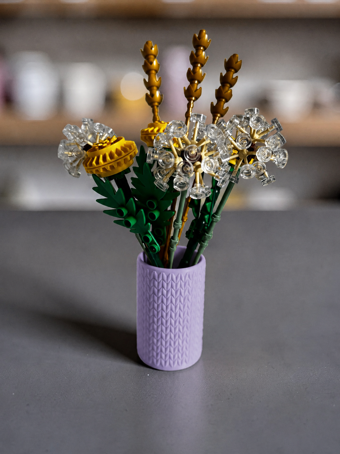 Vase for LEGO Botanicals Field Flowers 30701 | Modern Knitted Vase | 8cm Tall