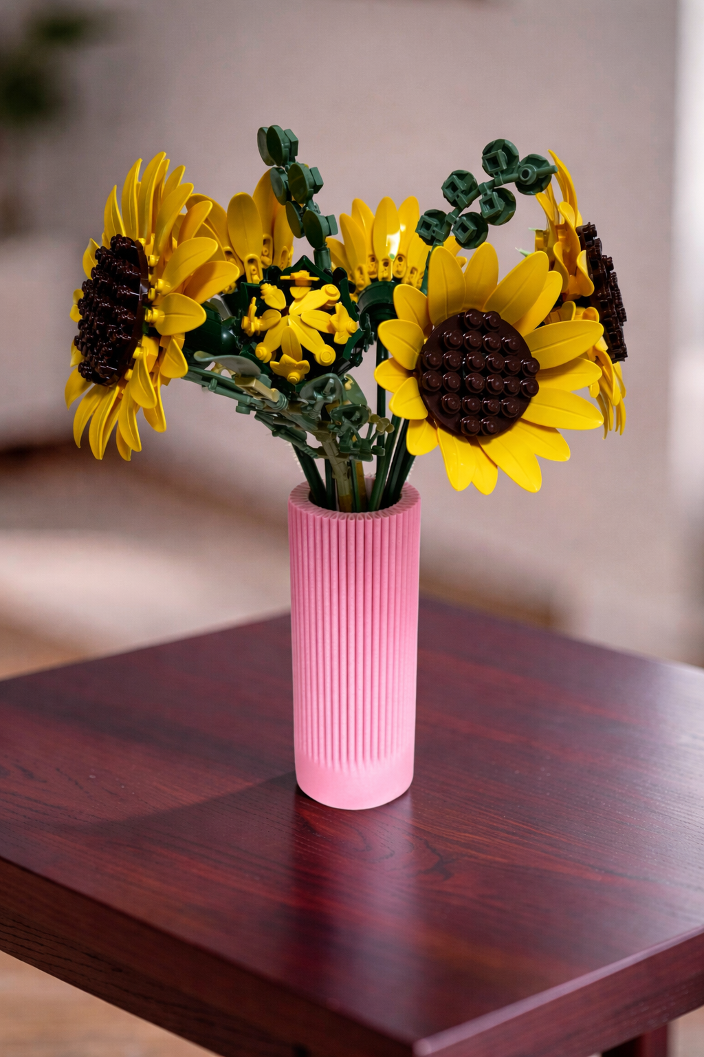 Vase for LEGO Sunflowers Bouquet 11502 | Modern Ribbed Vase | 18cm Tall