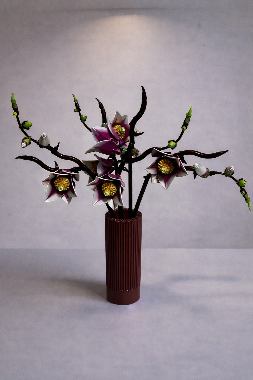 Vase for LEGO Magnolia Branches 11510 | Modern Ribbed Vase | 18cm Tall