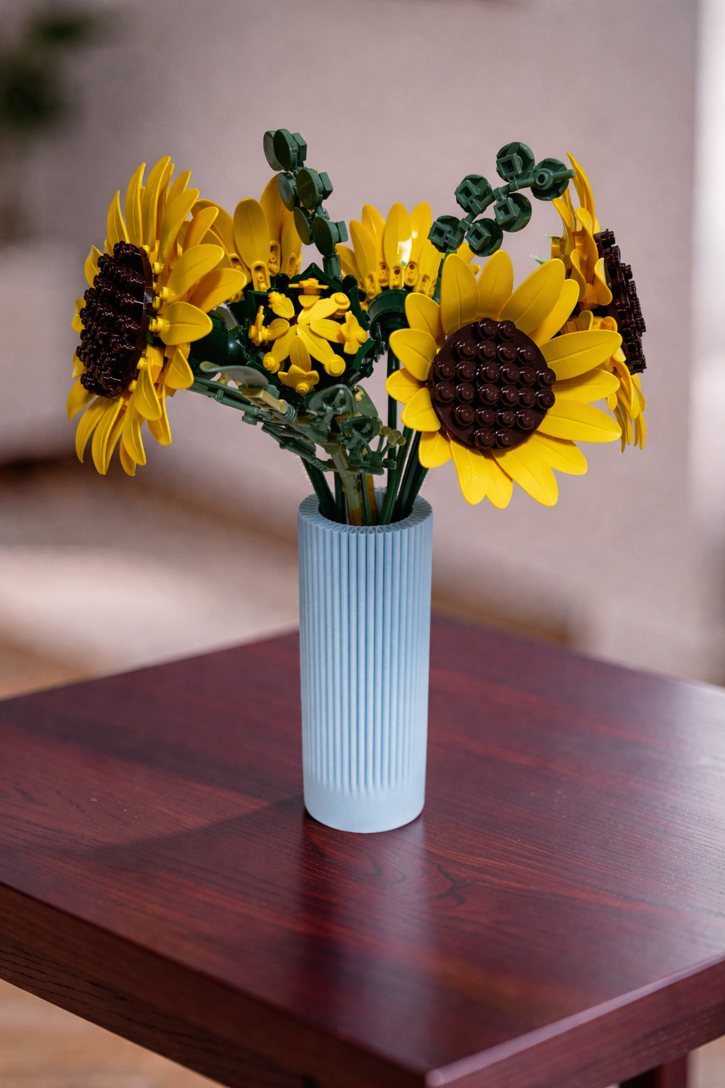 Vase for LEGO Sunflowers Bouquet 11502 | Modern Ribbed Vase | 18cm Tall
