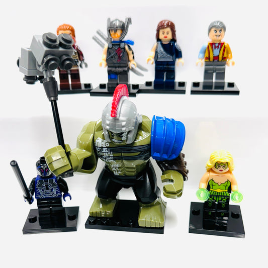 Custom Super Hero Thor Ragnarok Set Of 6 Minifigures & 1 Large Figure