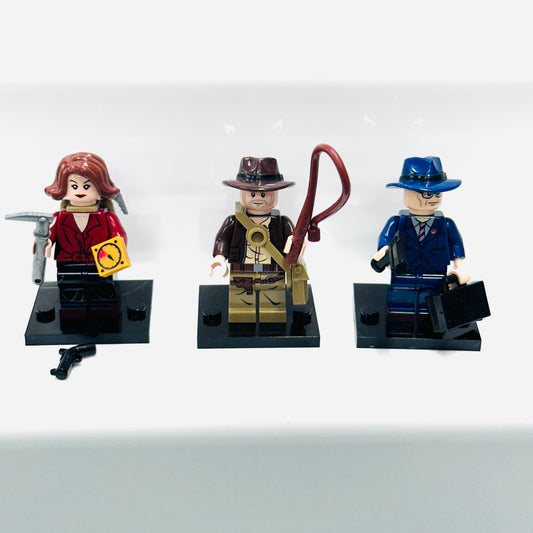 Custom Indiana Jones Minifigure set of 3 Figures