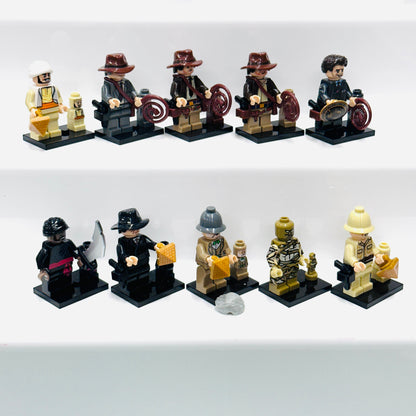 Custom Indiana Jones Minifigure set of 10 Figures & 10 mini figures