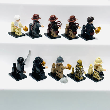 Custom Indiana Jones Minifigure set of 10 Figures & 10 mini figures