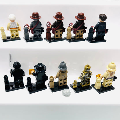 Custom Indiana Jones Minifigure set of 10 Figures & 10 mini figures