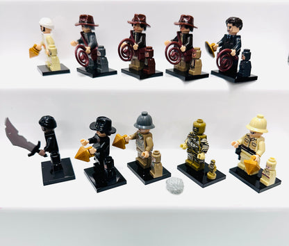 Custom Indiana Jones Minifigure set of 10 Figures & 10 mini figures