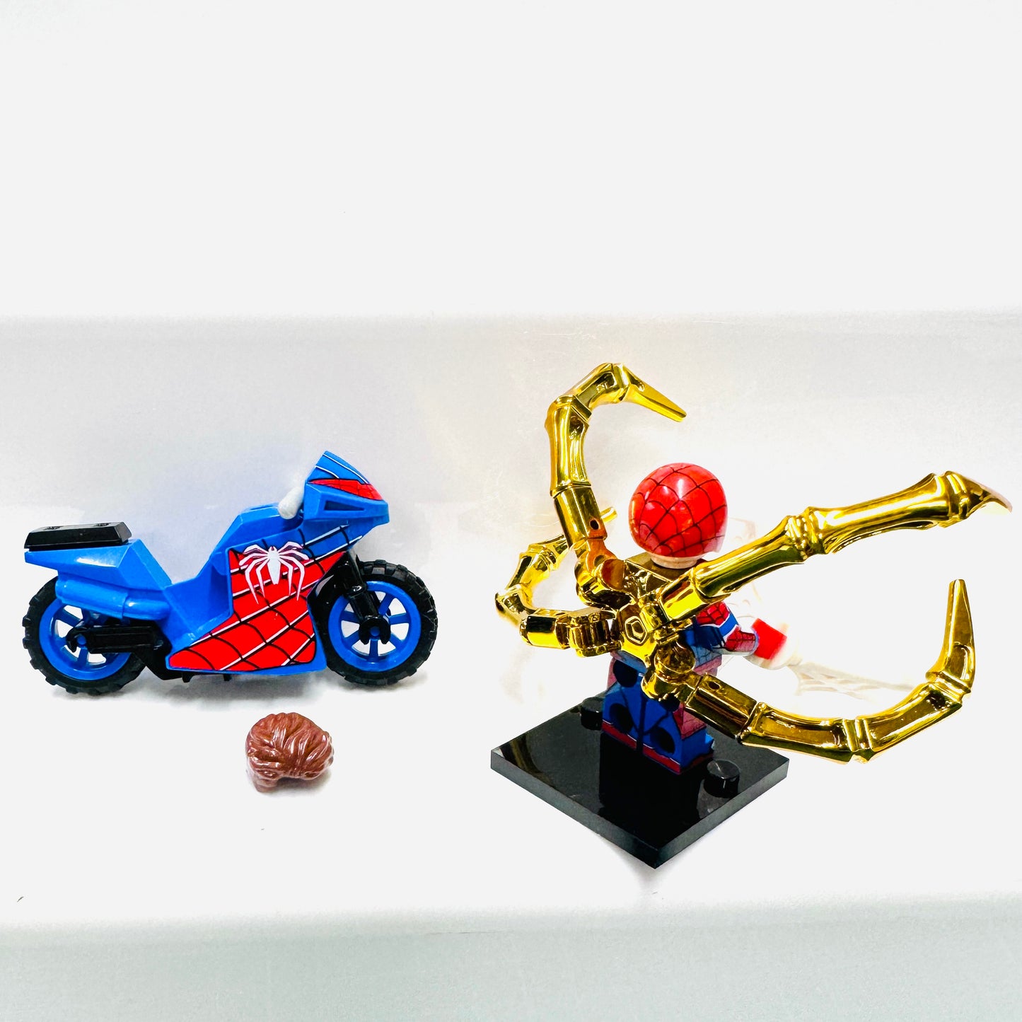 Custom Super Hero Spiderman on a blue bike Minifigure