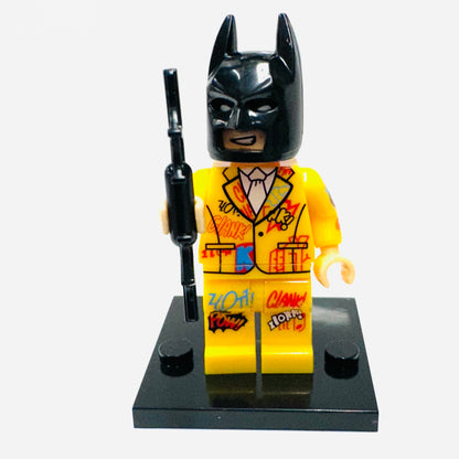 Custom Super Hero Graffiti Yellow Bat Man Minifigure