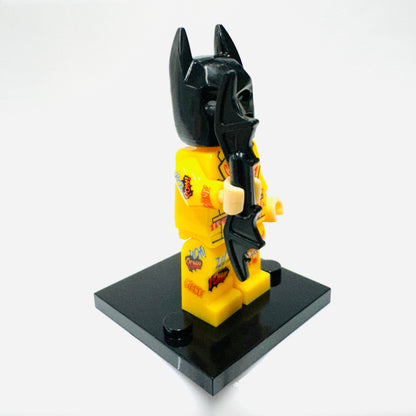 Custom Super Hero Graffiti Yellow Bat Man Minifigure