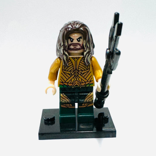 Custom Super Hero AquaMan Gold Minifigure