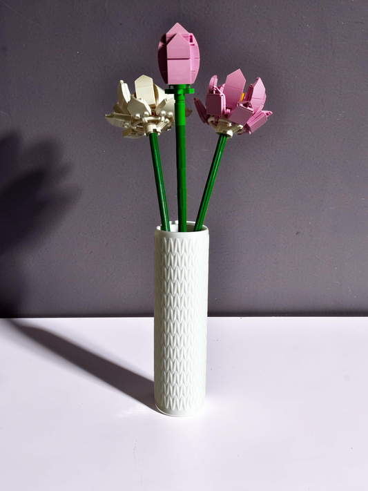 Vase for LEGO Lotus Flowers 40647 | Modern Knitted Vase | 17cm Tall