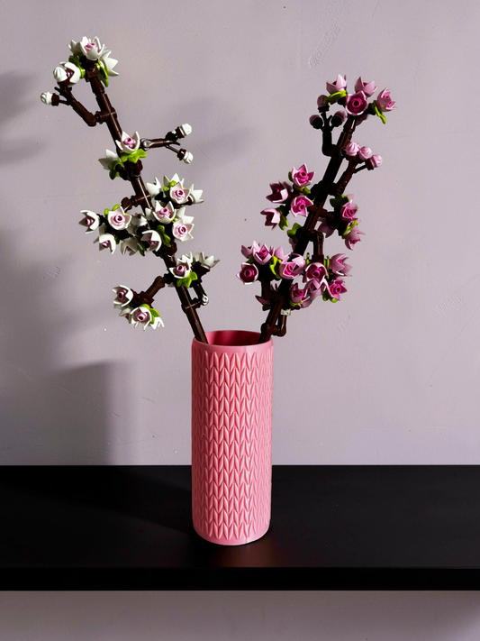 Vase for LEGO Cherry Blossoms 40725 | Modern Knitted Vase | 14.5cm Tall