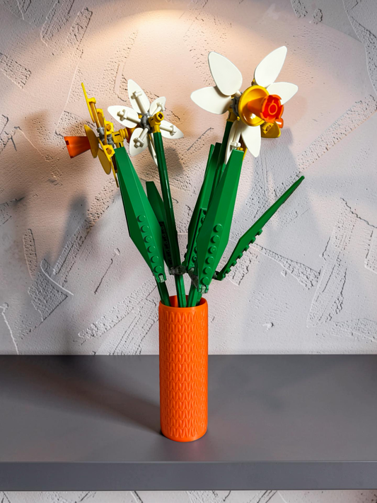 Vase for LEGO Icons Daffodils 40646 | Modern Knitted Vase | 11cm Tall