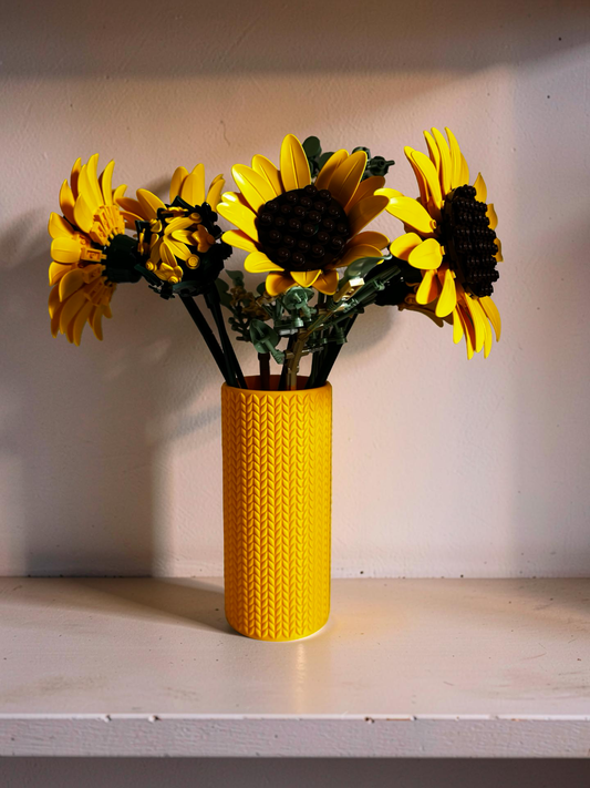 Vase for LEGO Sunflowers Bouquet 11502 | Modern Knitted Vase | 18cm Tall