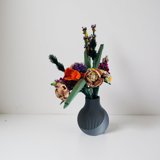 Vase for Lego Or Dried Flowers 18cm 3D-Printed in Pastel & Sleek Greys