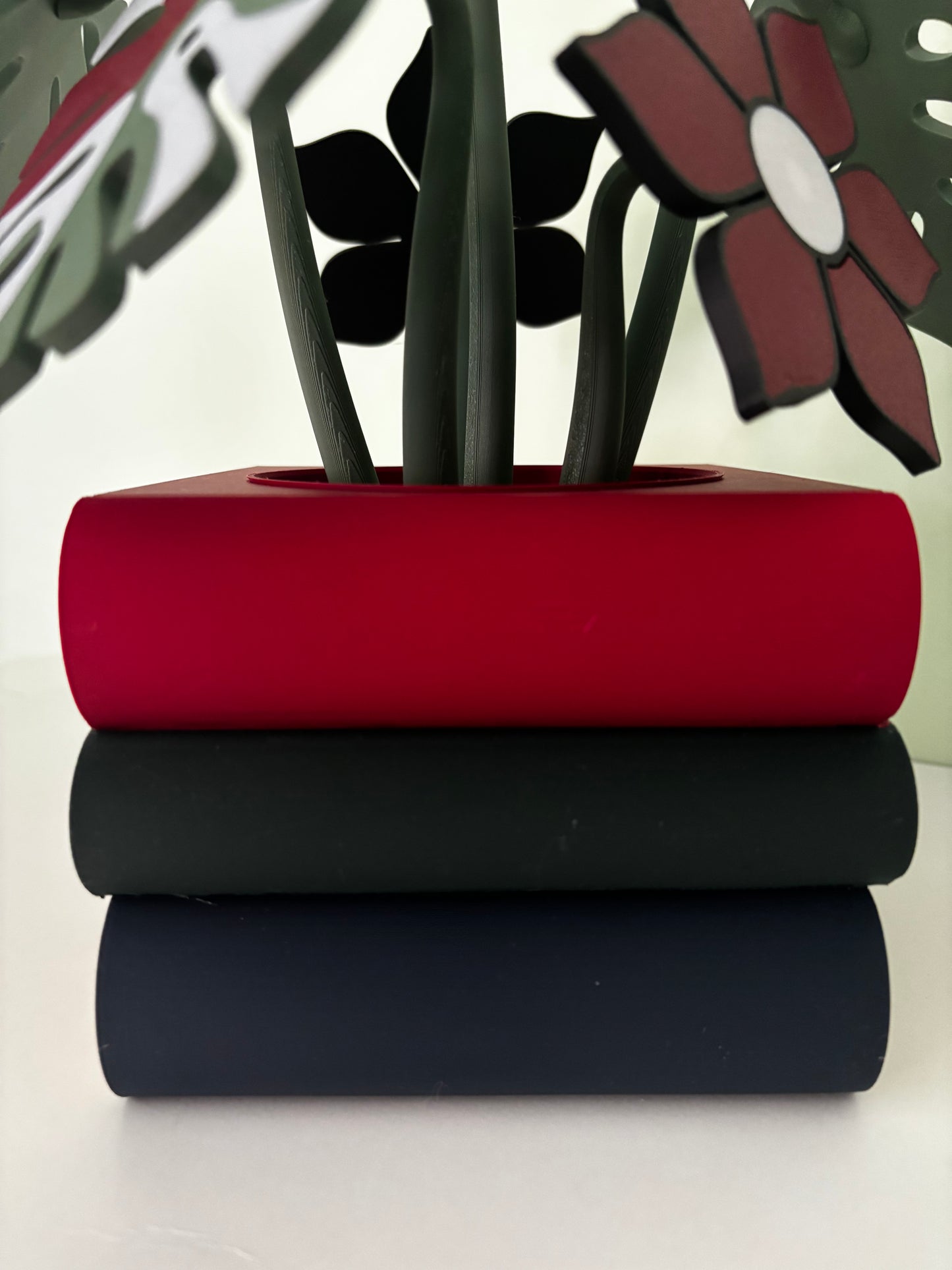 Stack of Books Coaster Set with Magnetic Monstera & flowers
