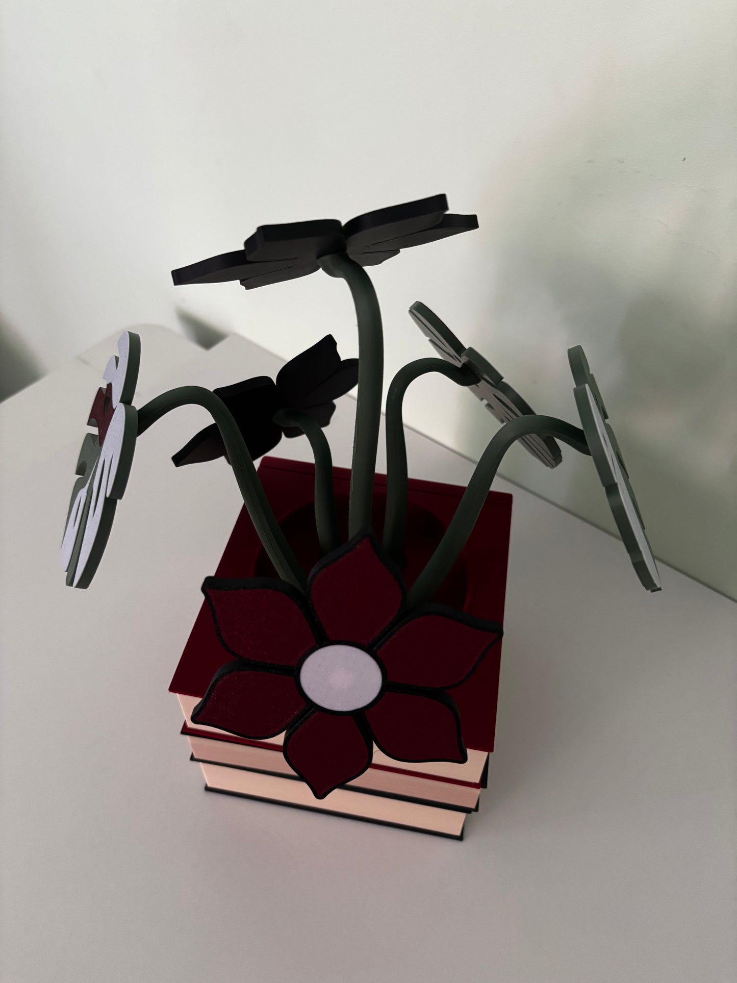 Stack of Books Coaster Set with Magnetic Monstera & flowers