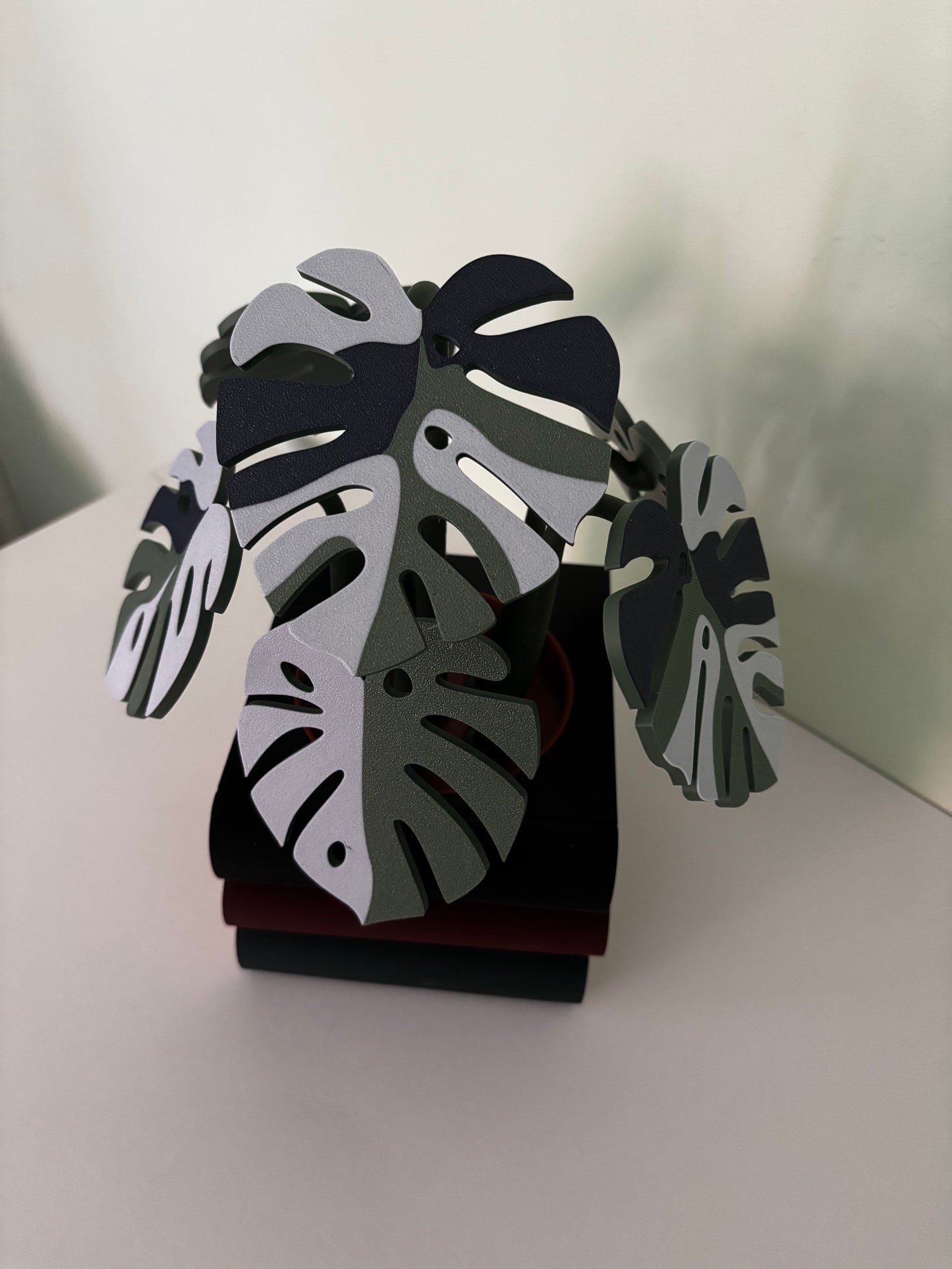 Stack of Books Coaster Set with Magnetic Monstera Leaves