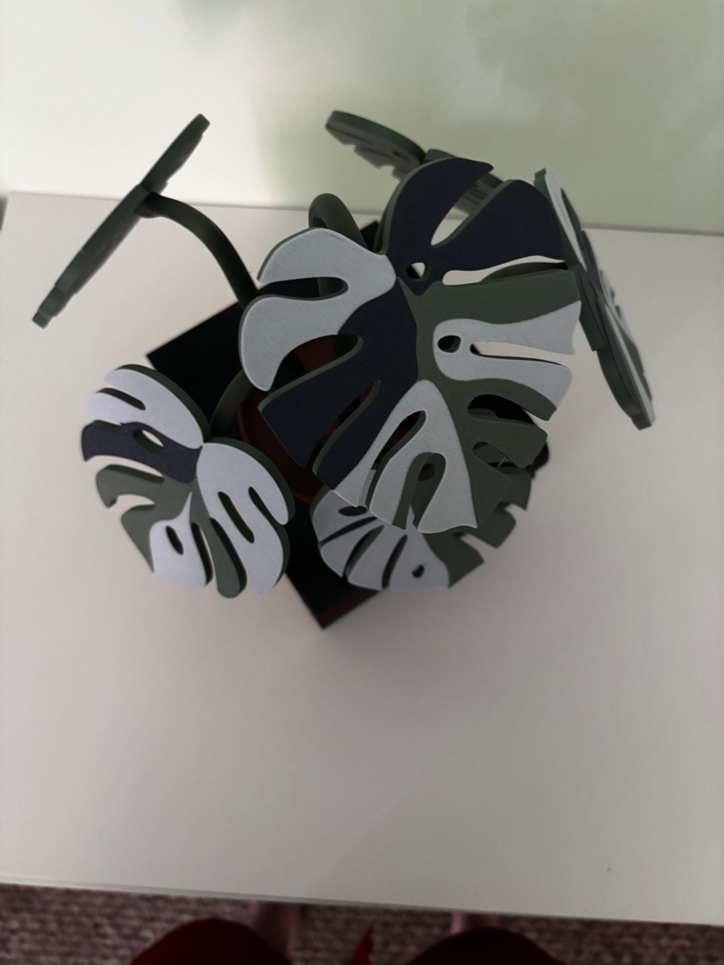 Stack of Books Coaster Set with Magnetic Monstera Leaves