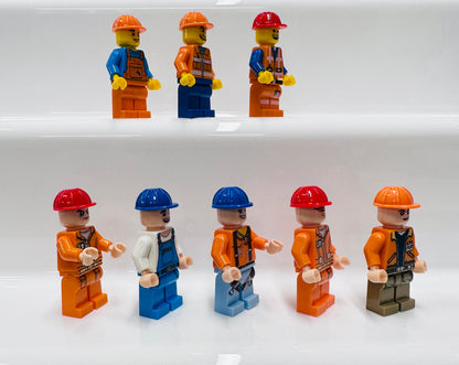 Custom Workforce/construction Minifigures Set Of 8 Figures