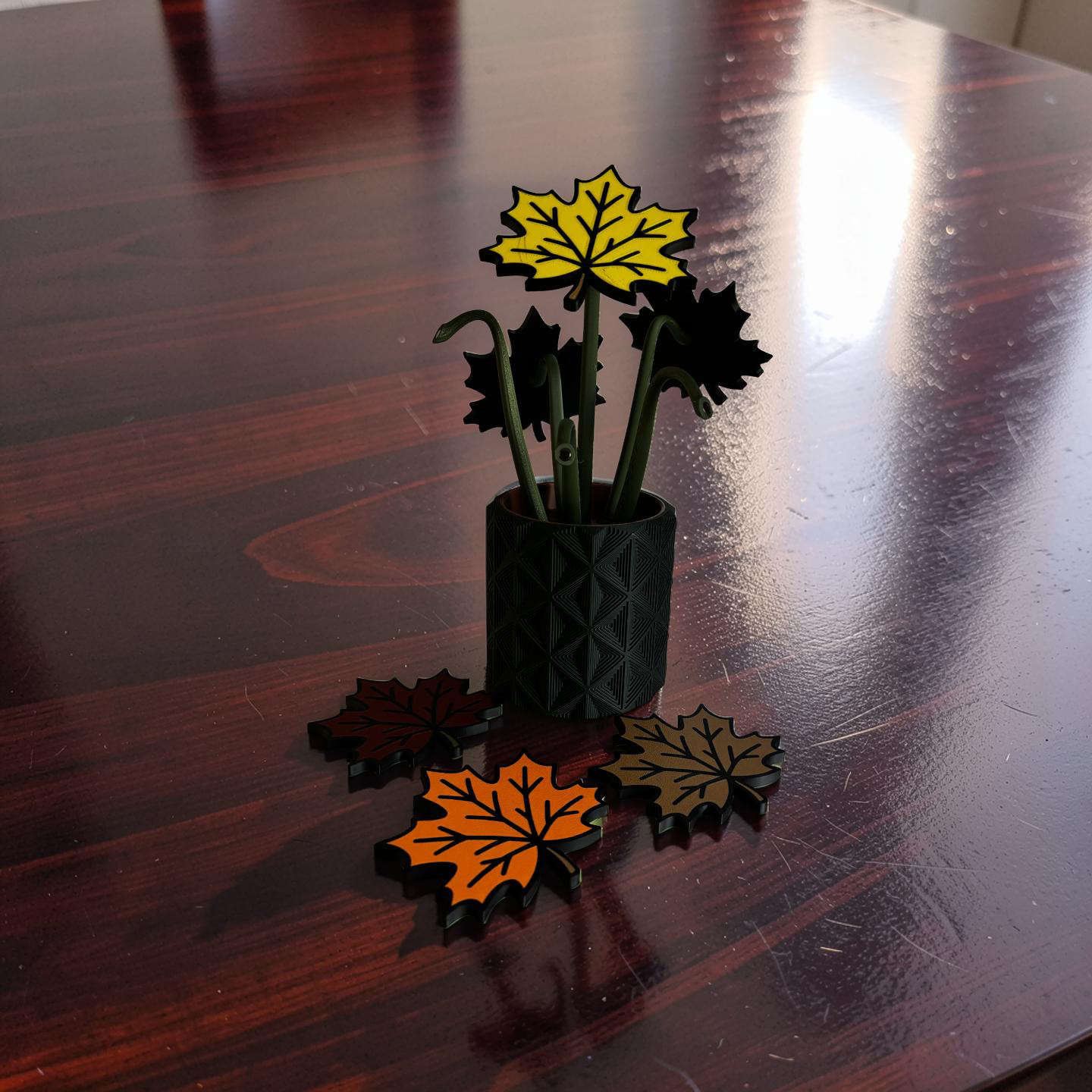 Autumn Leaf Coaster Set with Magnetic Holder | 6 Leaf Coasters | Modern decor