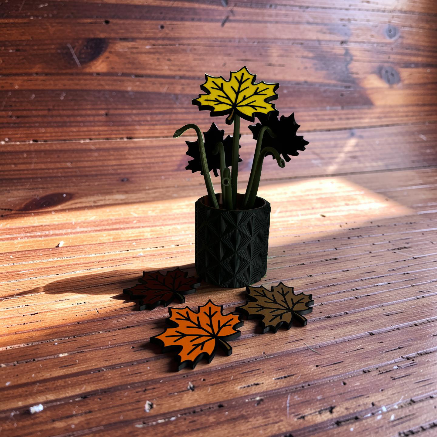 Autumn Leaf Coaster Set with Magnetic Holder | 6 Leaf Coasters | Modern decor