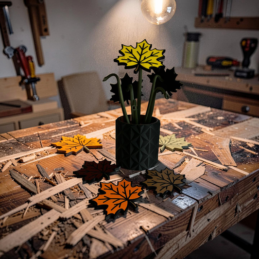 Autumn Leaf Coaster Set with Magnetic Holder | 6 Leaf Coasters | Modern decor