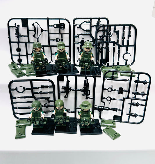 Custom Jungle Army Minifigures, Set Of 6 Figures