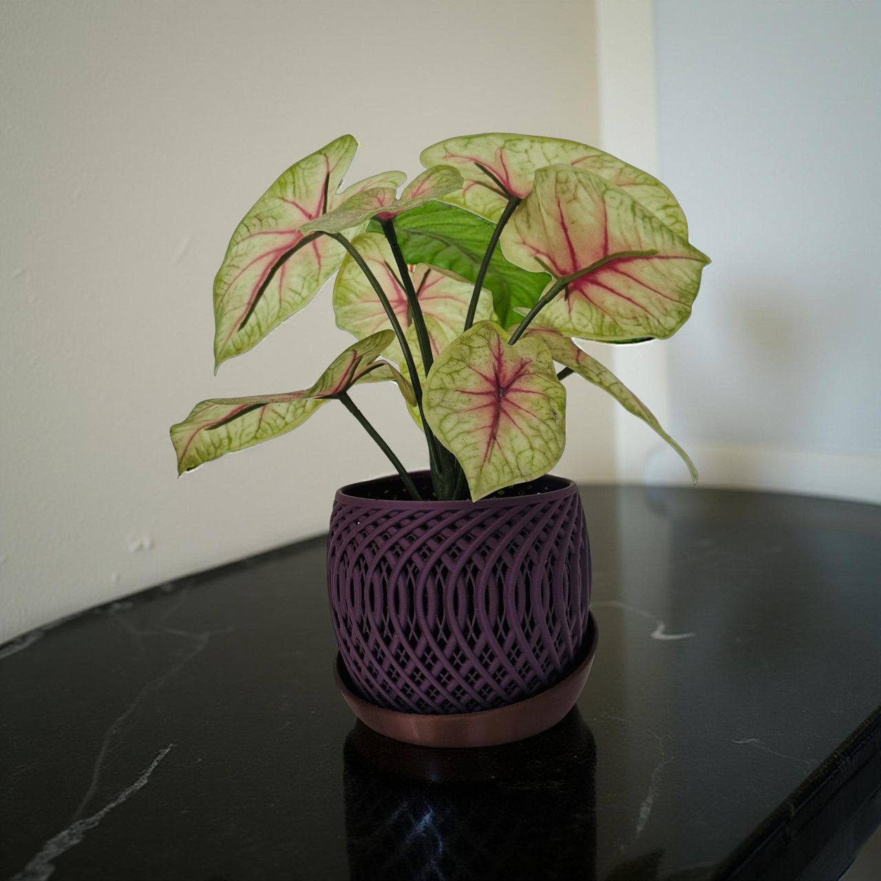 3D Printed Mauve Planter with Copper Base