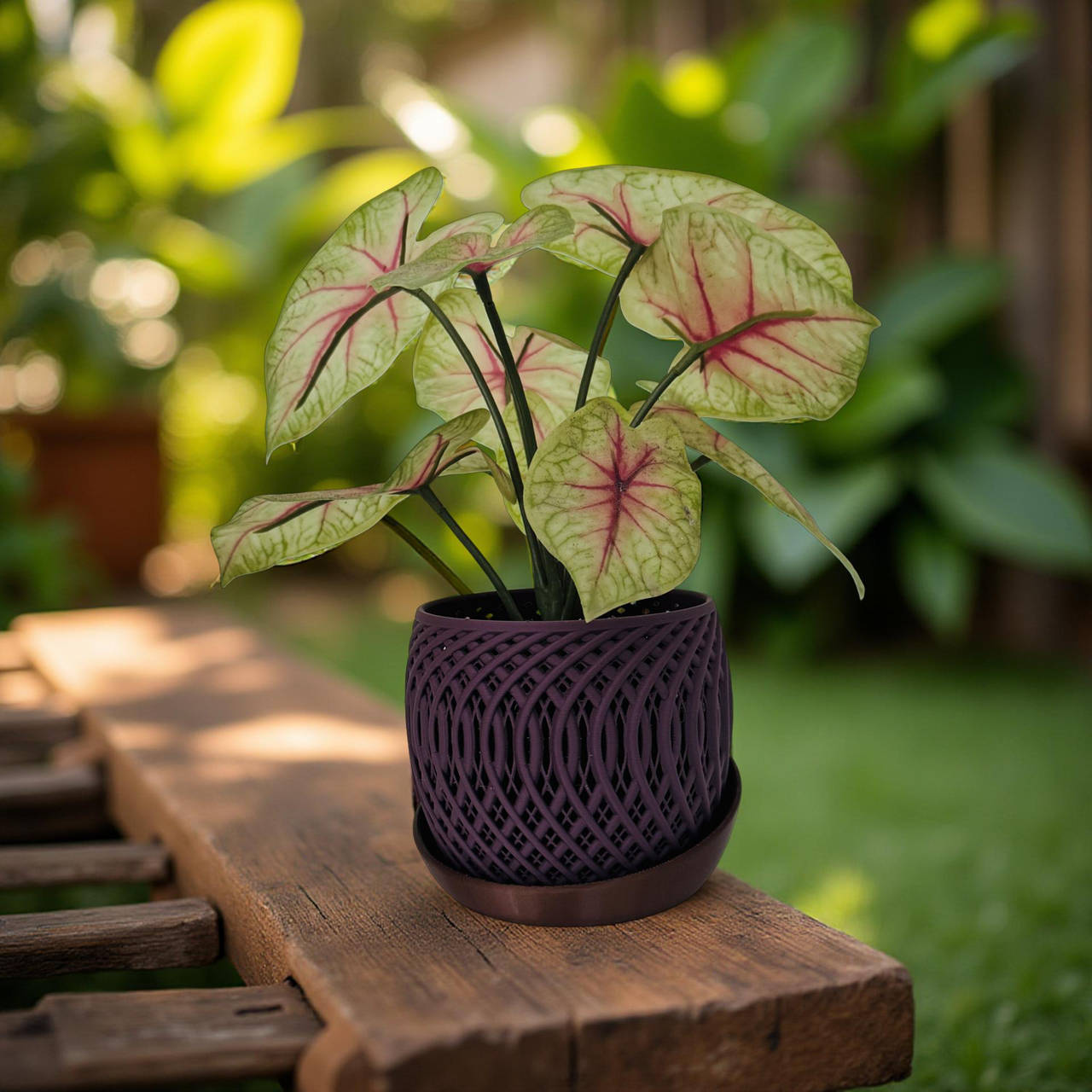 3D Printed Mauve Planter with Copper Base