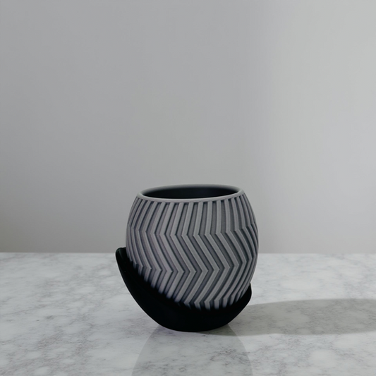 3D Printed Grey Titled Chevron Planter