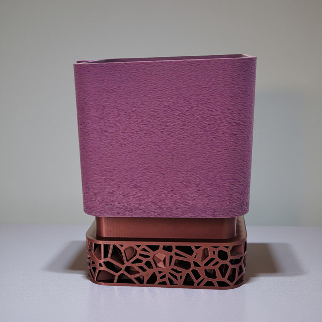 3D Printed Mauve and Copper Square Planter