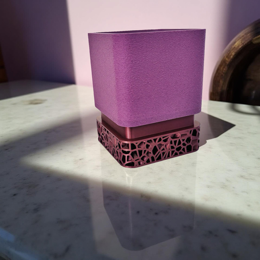 3D Printed Mauve and Copper Square Planter