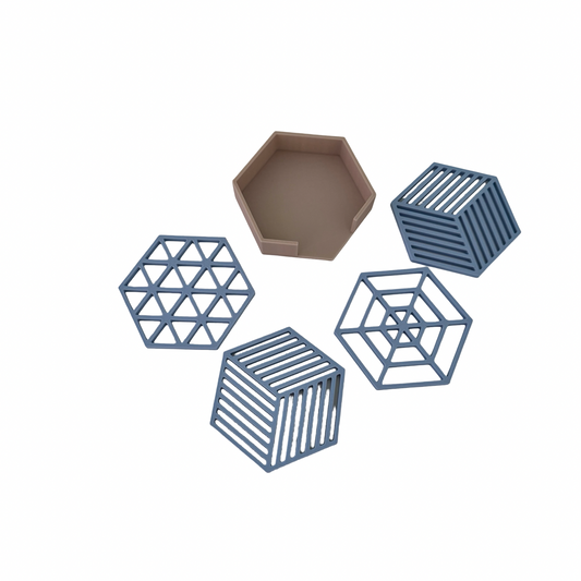 3D Printed Geometric Coasters (Set of 4)