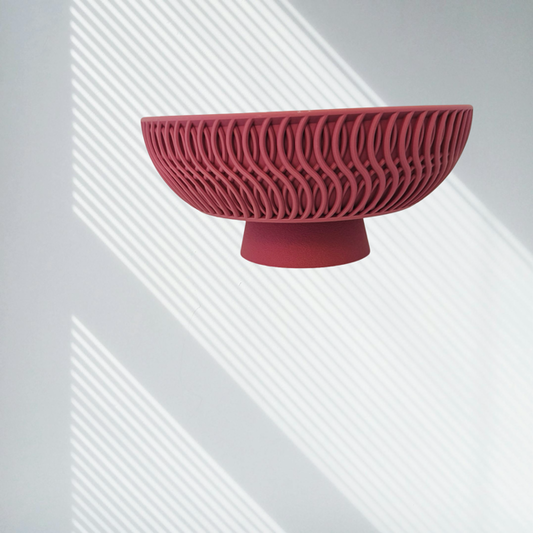 3D Printed Terracotta Wave Decorative Bowl with Hidden Compartment