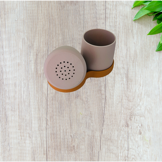 Duo Beige Planters with Mustard Tray