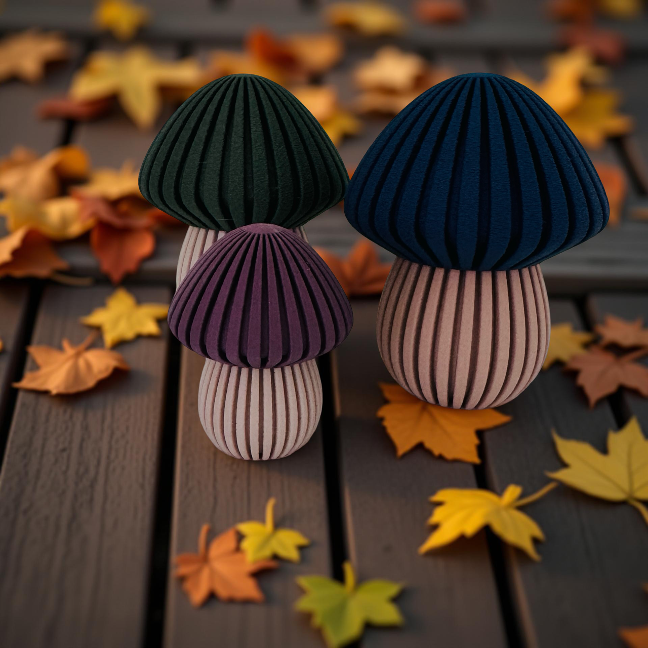 Small Mushroom Container with Textured Ribbed Top
