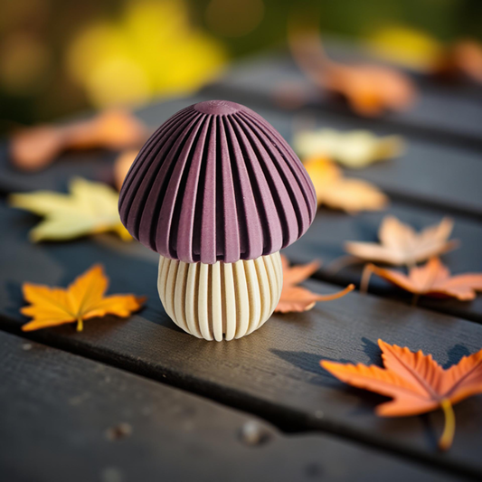 Small Mushroom Container with Textured Ribbed Top