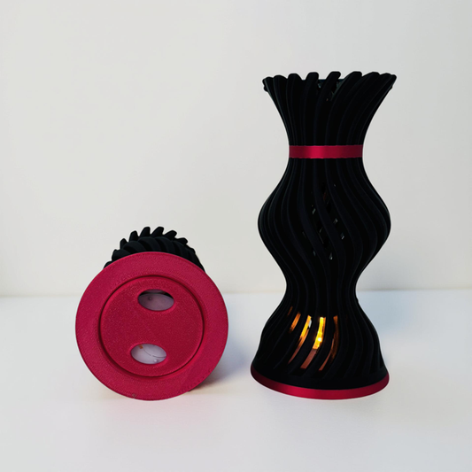 3D Printed Red and Copper Candlestick & Tealight Holder - Set of Two