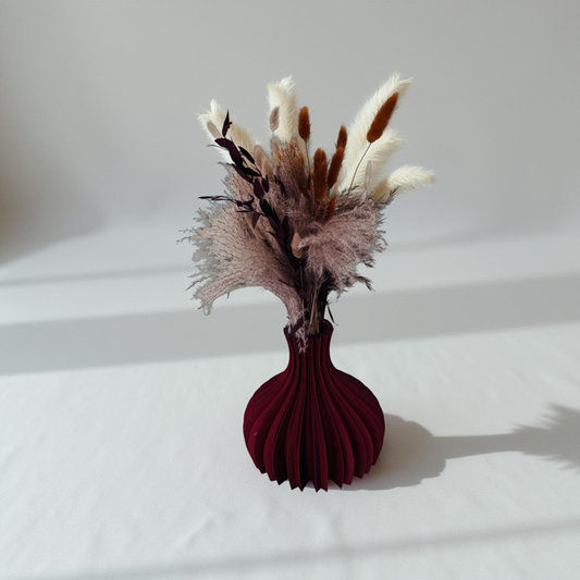3D Printed Blue and Red Two-Toned Curved Vase
