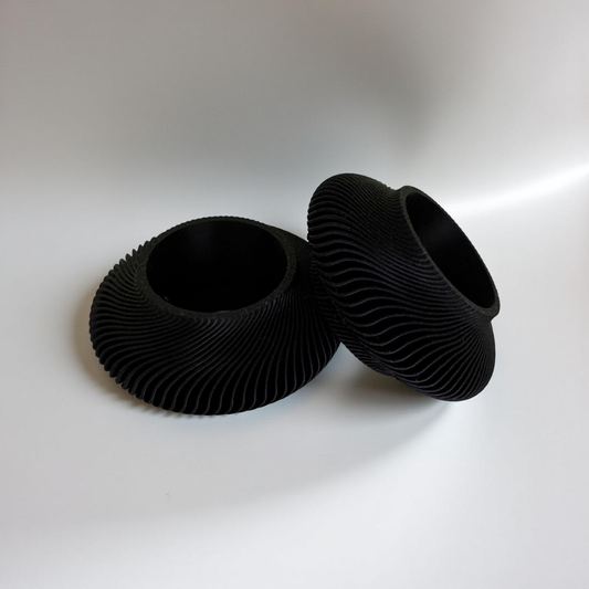 3D Printed Black Tealight Holders and Tealights - Set of Two